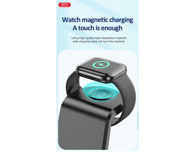 Беспроводное зарядное устройство XO WX035 3в1 Watch Charger + Lightning + TWS, цена: 619 грн.