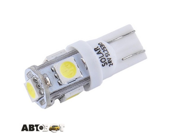 LED лампа SOLAR T10 W2.1x9.5d 24V 5SMD 5050 white SL2530 (2 шт.), ціна: 47 грн.