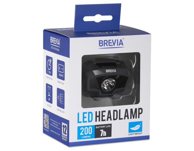 Фонарь налобный Brevia 200Lm, 3 режимы+flash, 3xAAA, цена: 999 грн.