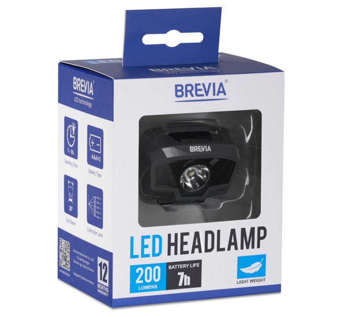 Фонарь налобный Brevia 200Lm, 3 режимы+flash, 3xAAA, цена: 999 грн.