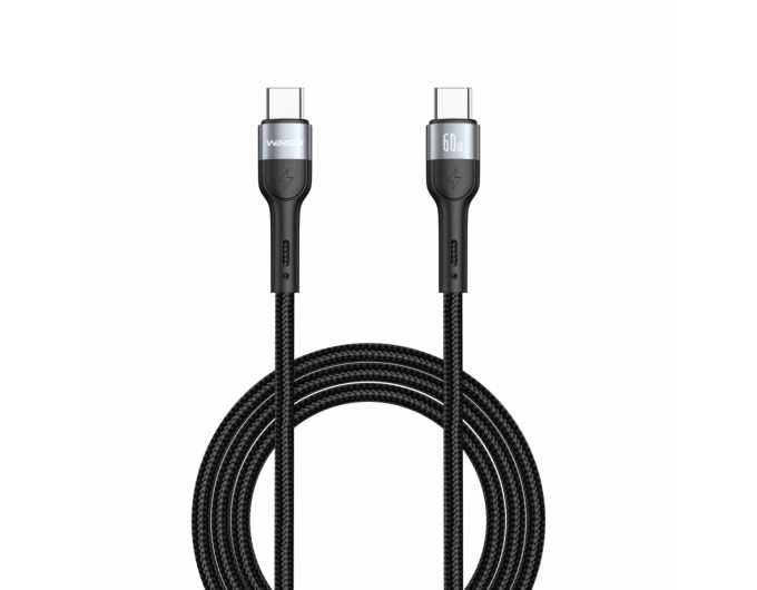 Кабель Winso Pro Type-C to Type-C 60W TPE+плетіння 1м чорний, ціна: 119 грн.