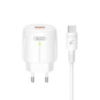 Сетевое зарядное устройство XO L112 QC18W + Type-c кабель белый
