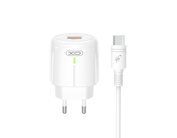 Сетевое зарядное устройство XO L112 QC18W + Type-c кабель белый, цена: 189 грн.