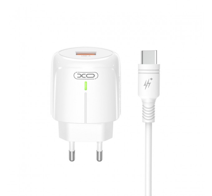 Сетевое зарядное устройство XO L112 QC18W + Type-c кабель белый, цена: 159 грн.