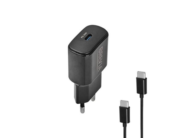 Сетевое зарядное устройство Brevia ePower PD20W + кабель USB-C to USB-C 1м черный, цена: 455 грн.