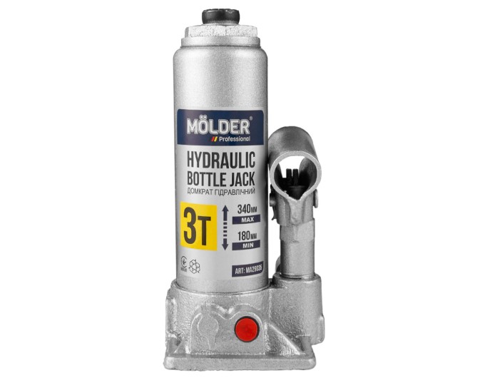 Домкрат гидравлический бутылочный Molder 3т 180-340мм в кейсе, цена: 918 грн.