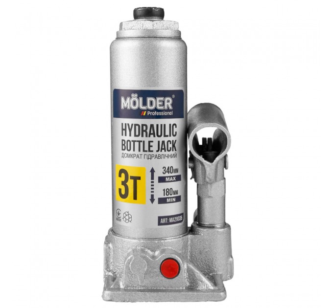 Домкрат гідравлічний пляшковий Molder 3т 180-340мм у кейсі, ціна: 891 грн.