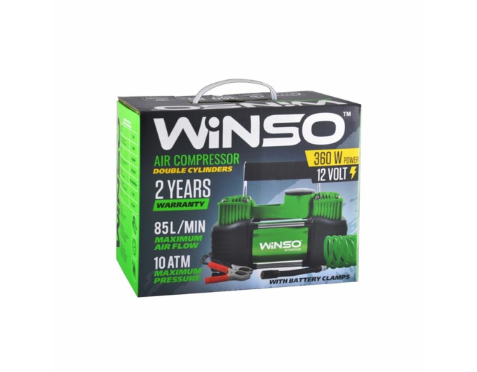 Компресор автомобільний Winso 10Атм 85л/хв 360Вт двоциліндровий із зажимами АКБ, ціна: 1 574 грн.