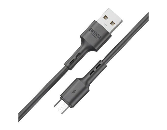 Кабель Brevia USB to Micro 2,4А 1м, чорний box, ціна: 64 грн.