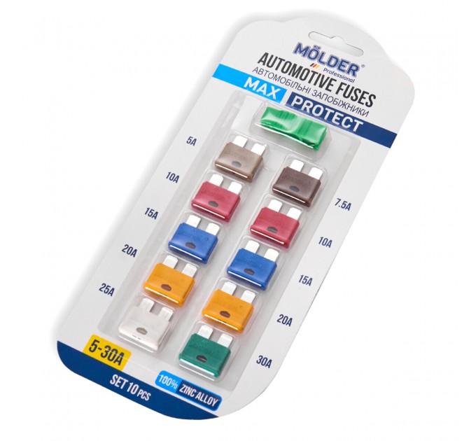 Набір запобіжників Molder "стандарт" (5А,7,5А,10А,15А,20А,25А,30А), 10шт, ціна: 45 грн.