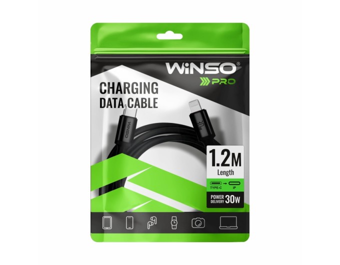 Кабель Winso Pro Type-C to Lightning 30W TPE 1,2м чорний, ціна: 164 грн.