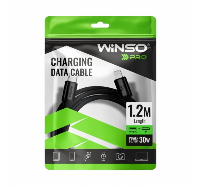 Кабель Winso Pro Type-C to Lightning 30W TPE 1,2м черный, цена: 164 грн.