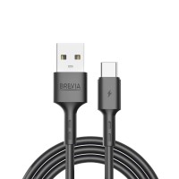 Кабель Brevia USB to Type-C 2,4A 1м, черный ZIP