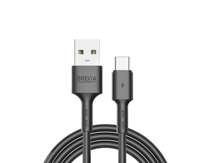 Кабель Brevia USB to Type-C 2,4A 1м, чорний ZIP, ціна: 66 грн.