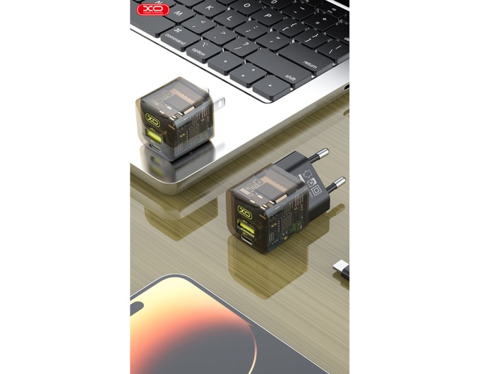 Сетевое зарядное устройство XO CE05 Gan PD30W+QC3.0 18W+ Lighting кабель коричневый, цена: 399 грн.
