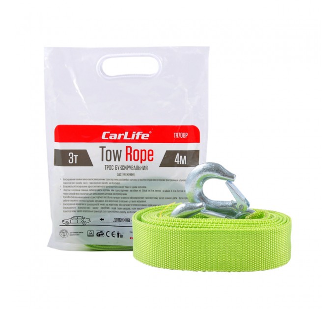 Буксировочный трос CarLife 3т, 4м TR708/P, цена: 171 грн.