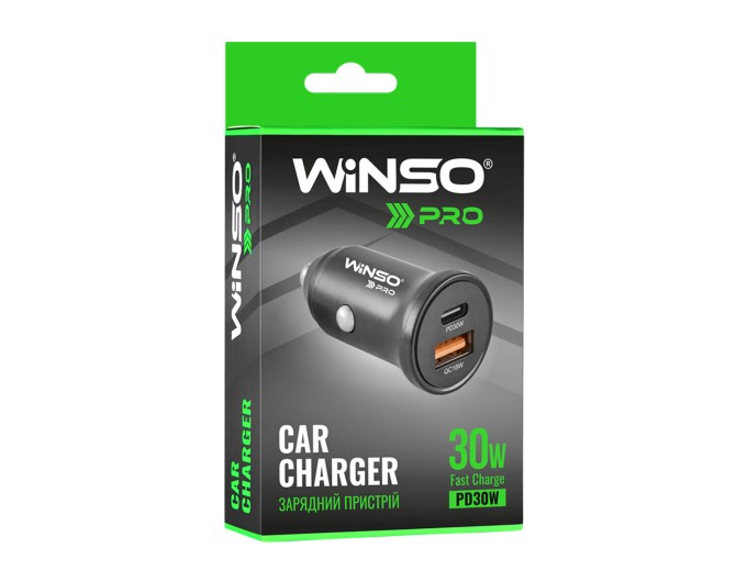 Автомобильное зарядное устройство Winso Pro 30W 1xUSB-C+1xUSB-A black, цена: 233 грн.