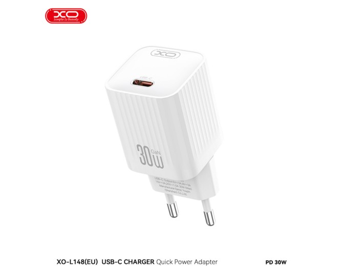 Сетевое зарядное устройство XO L148 PD30W Single USB-C + Lightning кабель белый, цена: 399 грн.