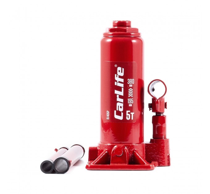 Домкрат гидравлический бутылочный CarLife 5т 195-380мм в кейсе, цена: 902 грн.