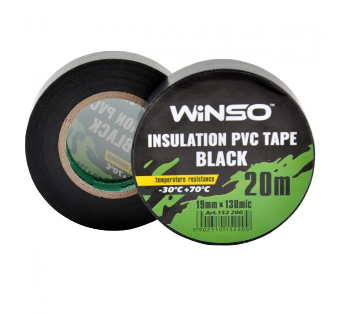 Стрічка ізоляційна ПВХ Winso д.20м, ш.19мм, т.130мк, чорна, ціна: 26 грн.