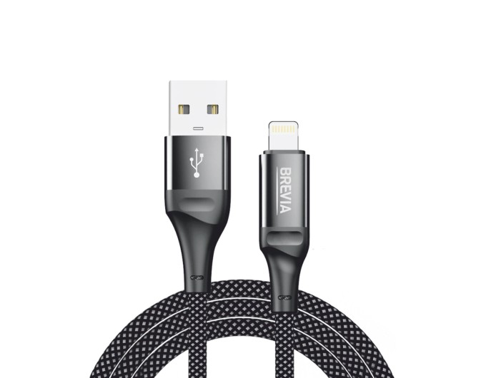 Кабель Brevia USB to Lightning 2,4А 1м, чорний ZIP, ціна: 147 грн.