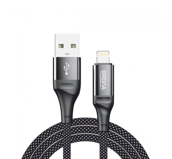 Кабель Brevia USB to Lightning 2,4А 1м, черный ZIP, цена: 143 грн.