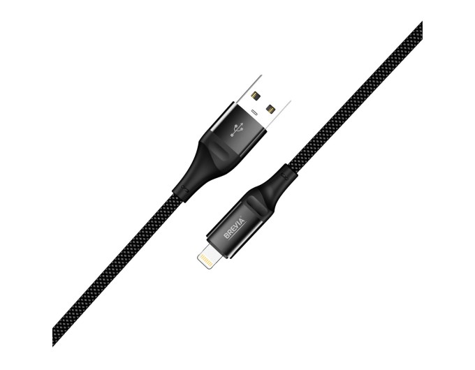 Кабель Brevia USB to Lightning 2,4А 1м, чорний ZIP, ціна: 147 грн.