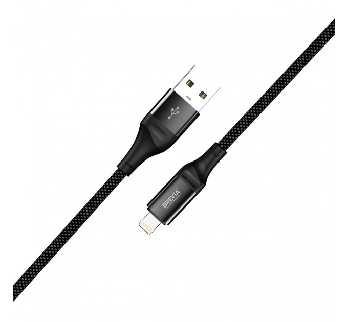 Кабель Brevia USB to Lightning 2,4А 1м, черный ZIP, цена: 143 грн.