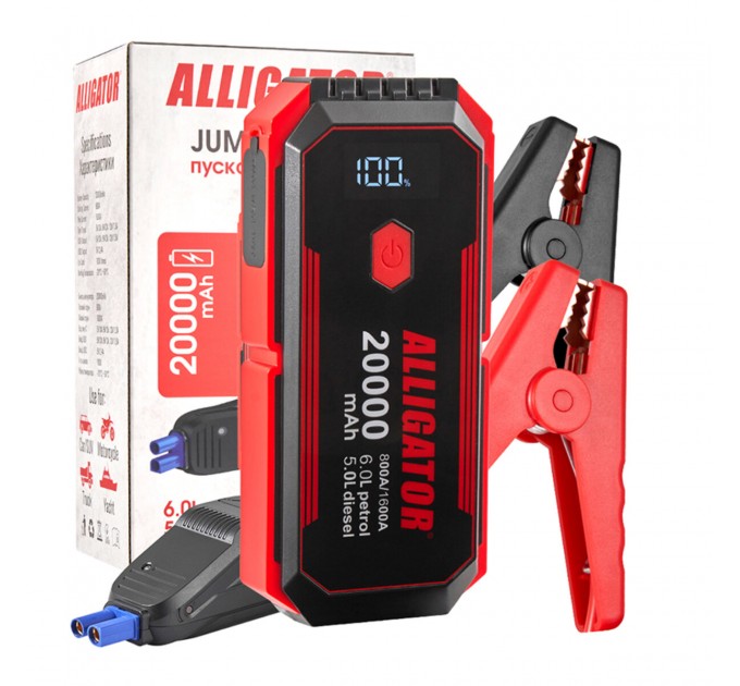 Пусковое устройство Alligator Jump Starter 800A/1600A 20000mAh со Smart-клеммами, цена: 4 113 грн.