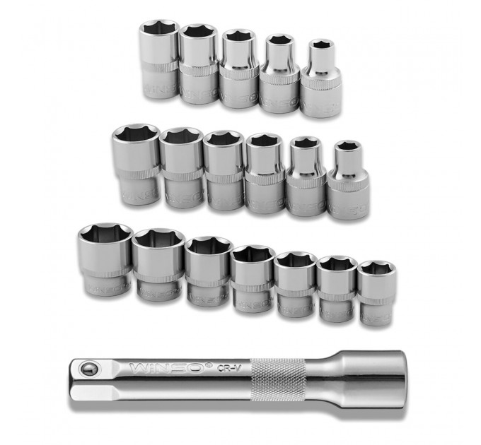 Профессиональный набор торцевых головок с трещоточкой и удлинителем Winso Pro 1/2" 72Т CR-V 8-32мм 20шт, цена: 1 434 грн.
