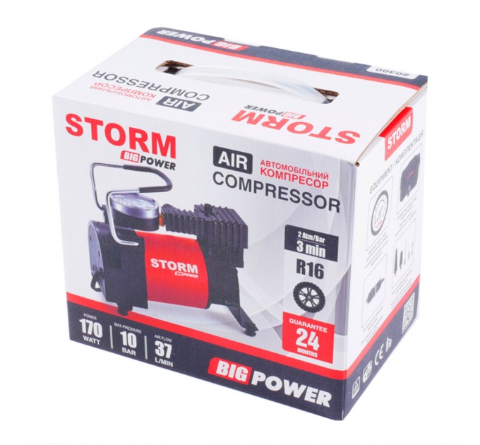Компрессор автомобильный Storm Big Power 10 Атм 37 л/мин 170 Вт, цена: 973 грн.