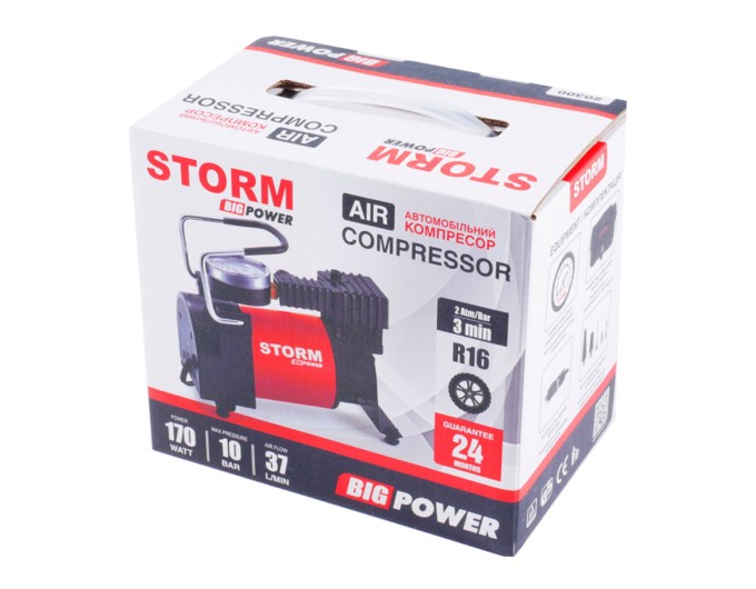 Компрессор автомобильный Storm Big Power 10Атм 37л/мин 170Вт, цена: 1 088 грн.