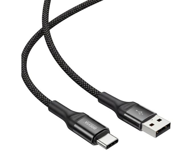Кабель Brevia USB to Type-C 2,4А 1м, чорний box, ціна: 153 грн.