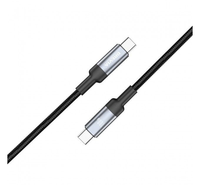 Кабель Brevia Type-C to Type-C 100W 1,2м, черный box, цена: 336 грн.