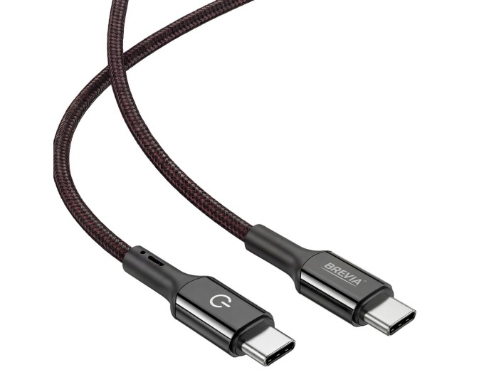 Кабель Brevia Type-C to Type-C 60W 1,2м, чорний box, ціна: 284 грн.