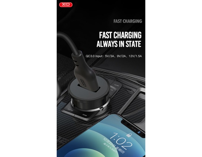 Автомобильное зарядное устройство XO CC35 QC3.0 18W черный, цена: 149 грн.