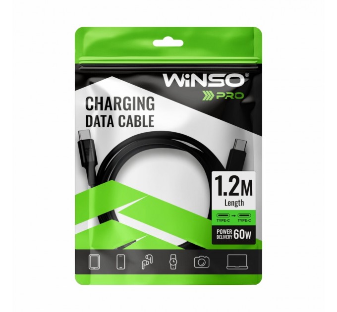Кабель Winso Pro Type-C to Type-C 60W TPE 1,2м черный, цена: 115 грн.