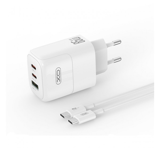 Сетевое зарядное устройство XO L139 1USB-A 45W+2USB-C 65W + Type-c кабель белый, цена: 749 грн.