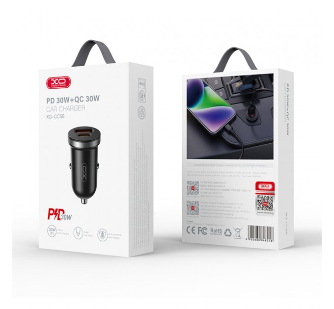Автомобильное зарядное устройство XO CC56 Plastic mini 30W черный, цена: 169 грн.