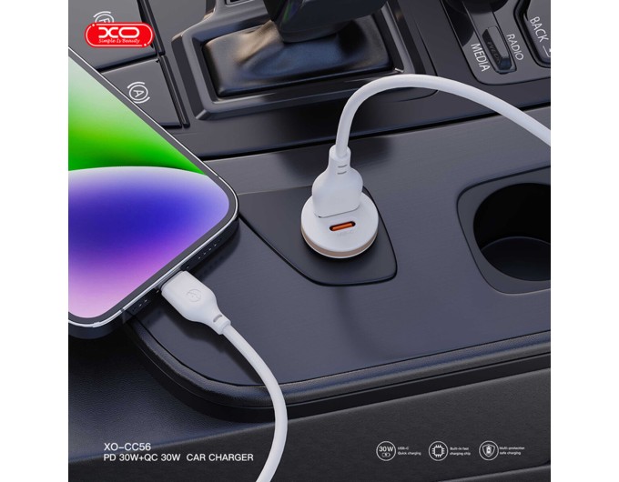 Автомобильное зарядное устройство XO CC56 Plastic mini 30W белый, цена: 199 грн.