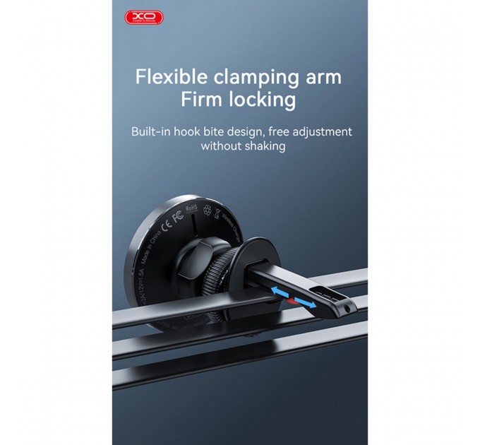 Держатель телефона автомобильный XO с беспроводной зарядкой CX015 15W Magnetic Car Air Outlet Wireless черный, цена: 590 грн.