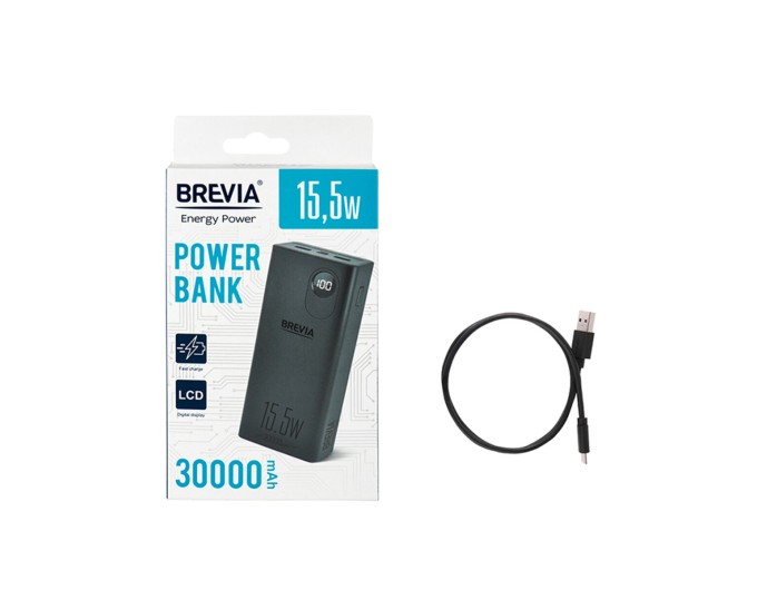 Повербанк (Power Bank) Brevia 30000mAh 15.5W Li-Pol, LCD черный, цена: 1 159 грн.