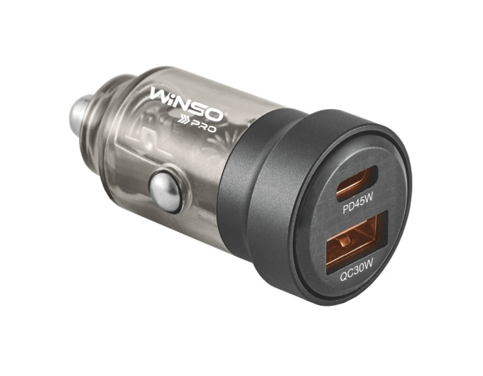 Автомобільний зарядний пристрій Winso Pro 75W 1xUSB-C+1xUSB-A, transparent, ціна: 325 грн.