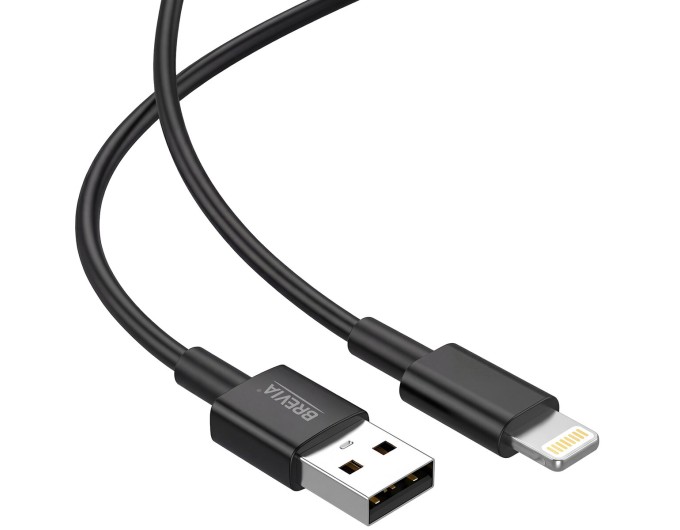 Кабель Brevia USB to Lightning 2,4А 1м, чорний ZIP, ціна: 112 грн.