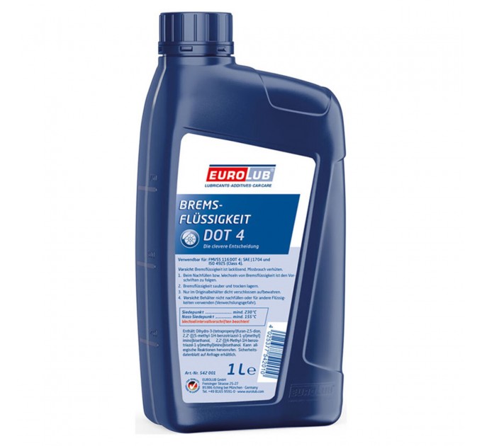 Гальмівна рідина EuroLub Bremsflüssigkeit DOT 4 1л, ціна: 480 грн.