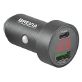 Автомобильное зарядное устройство Brevia ePower DualMetal Display 48W 1xUSB-C+1xUSB-A, черный металлик, цена: 383 грн.