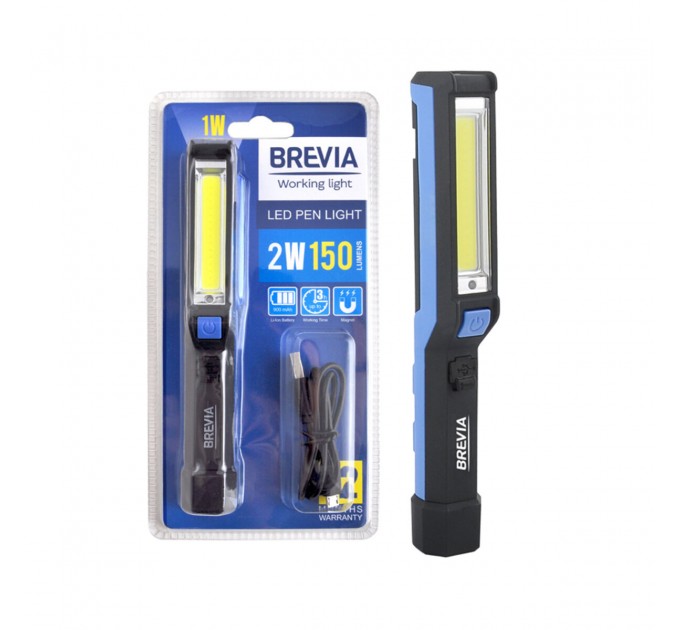 Фонарь инспекционный Brevia LED Pen Light 2W COB+1W LED 150lm 900mAh microUSB, цена: 476 грн.