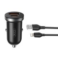 Автомобильное зарядное устройство XO CC56 Plastic mini 30W+ Lightning кабель черный, цена: 219 грн.