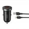 Автомобильное зарядное устройство XO CC56 Plastic mini 30W+ Lightning кабель черный, цена: 199 грн.