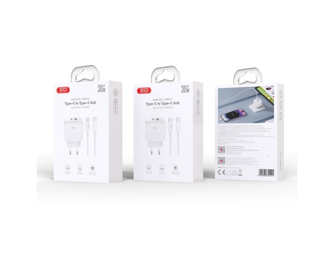 Сетевое зарядное устройство XO L139 1USB-A 45W+2USB-C 65W + Type-c кабель белый, цена: 829 грн.